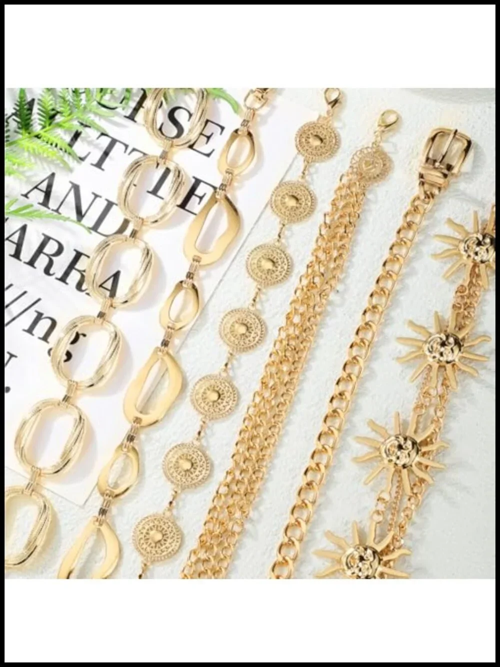 6 Pcs Gold Silver Waist Chain Belt Set Adjustable Multi Layer Belly Chain for